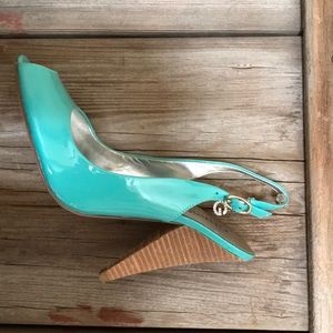 Guess Turquoise Open Toe Heels
